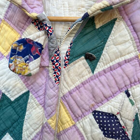 Rare Vintage 70’s Hand Quilted Zip Up Jacket Size XL 23x29 - Picture 5 of 10